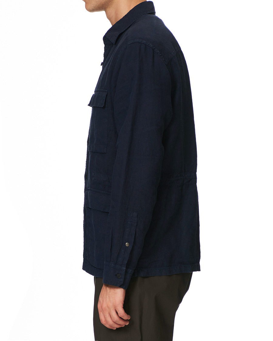 Herr | Jackor | Z Zegna | Sahariana Linen Overshirt Navy