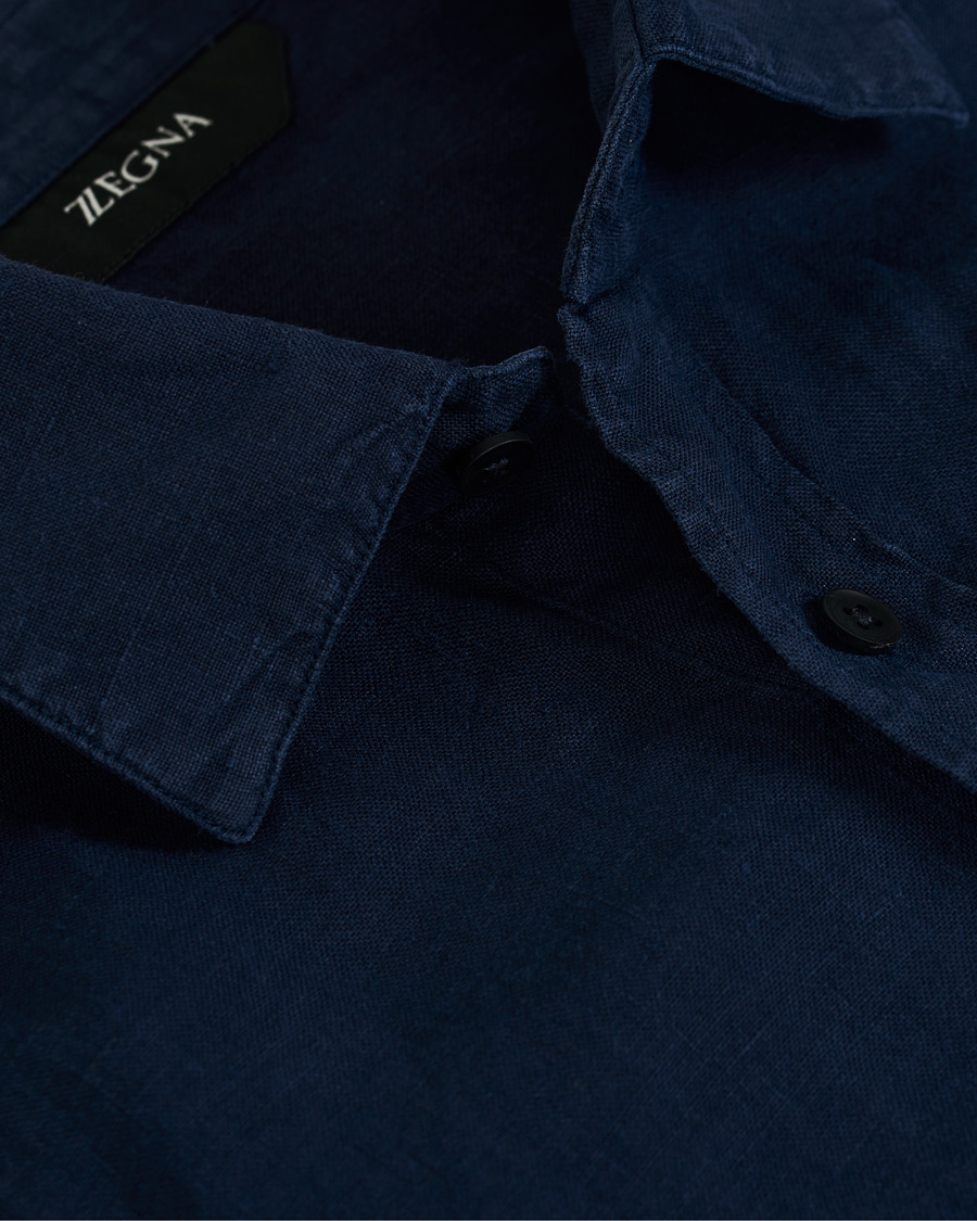Herr | Jackor | Z Zegna | Sahariana Linen Overshirt Navy