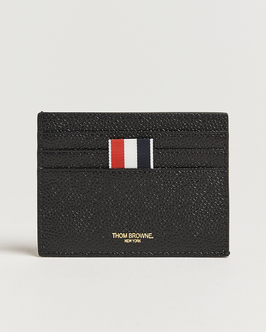 Herr | Thom Browne Pebble Grain Single Card Holder Black | Thom Browne | Pebble Grain Single Card Holder Black