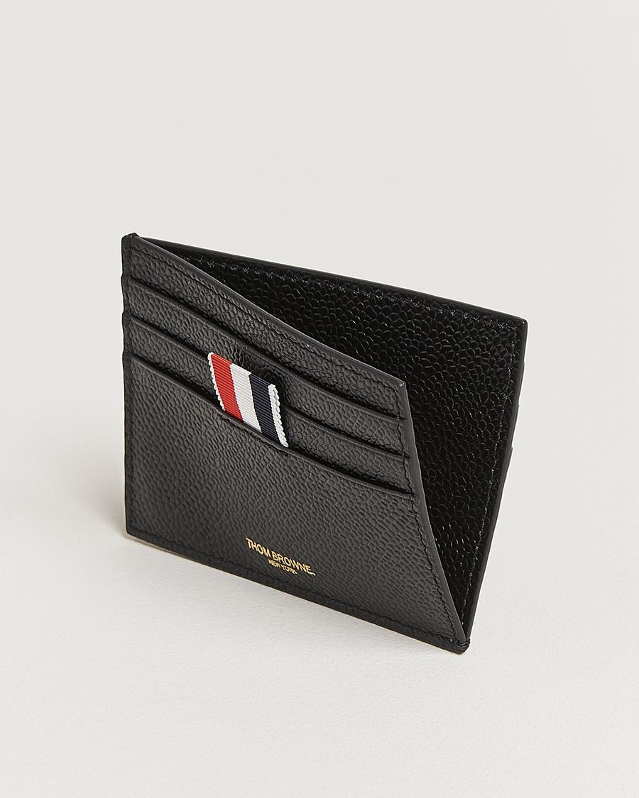 Herr | Thom Browne Pebble Grain Single Card Holder Black | Thom Browne | Pebble Grain Single Card Holder Black