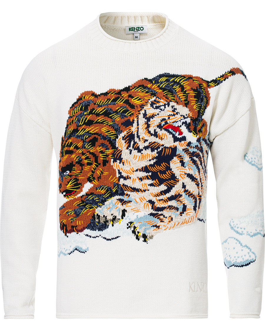 Herr | Tröjor | KENZO | Tiger Cloud Crew Neck Jumper Ecru