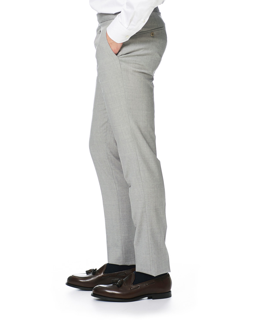 Herr | Byxor | Incotex | Slim Fit Pleated Super 100's Wool Trousers Light Grey