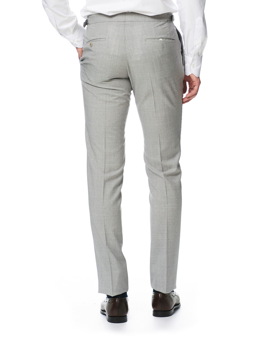 Herr | Byxor | Incotex | Slim Fit Pleated Super 100's Wool Trousers Light Grey