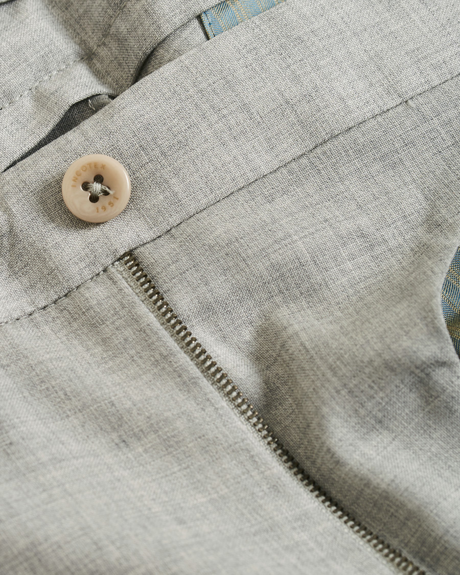 Herr | Byxor | Incotex | Slim Fit Pleated Super 100's Wool Trousers Light Grey