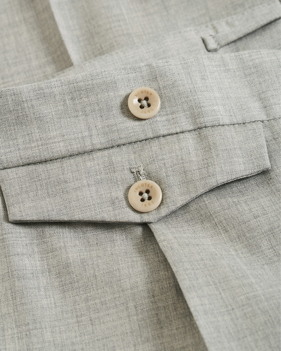 Herr | Byxor | Incotex | Slim Fit Pleated Super 100's Wool Trousers Light Grey