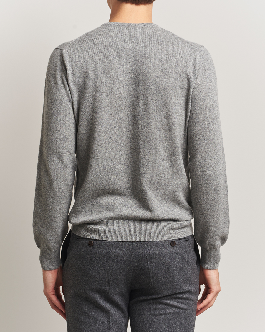 Herr | Tröjor | Piacenza Cashmere | Cashmere Crew Neck Sweater Light Grey