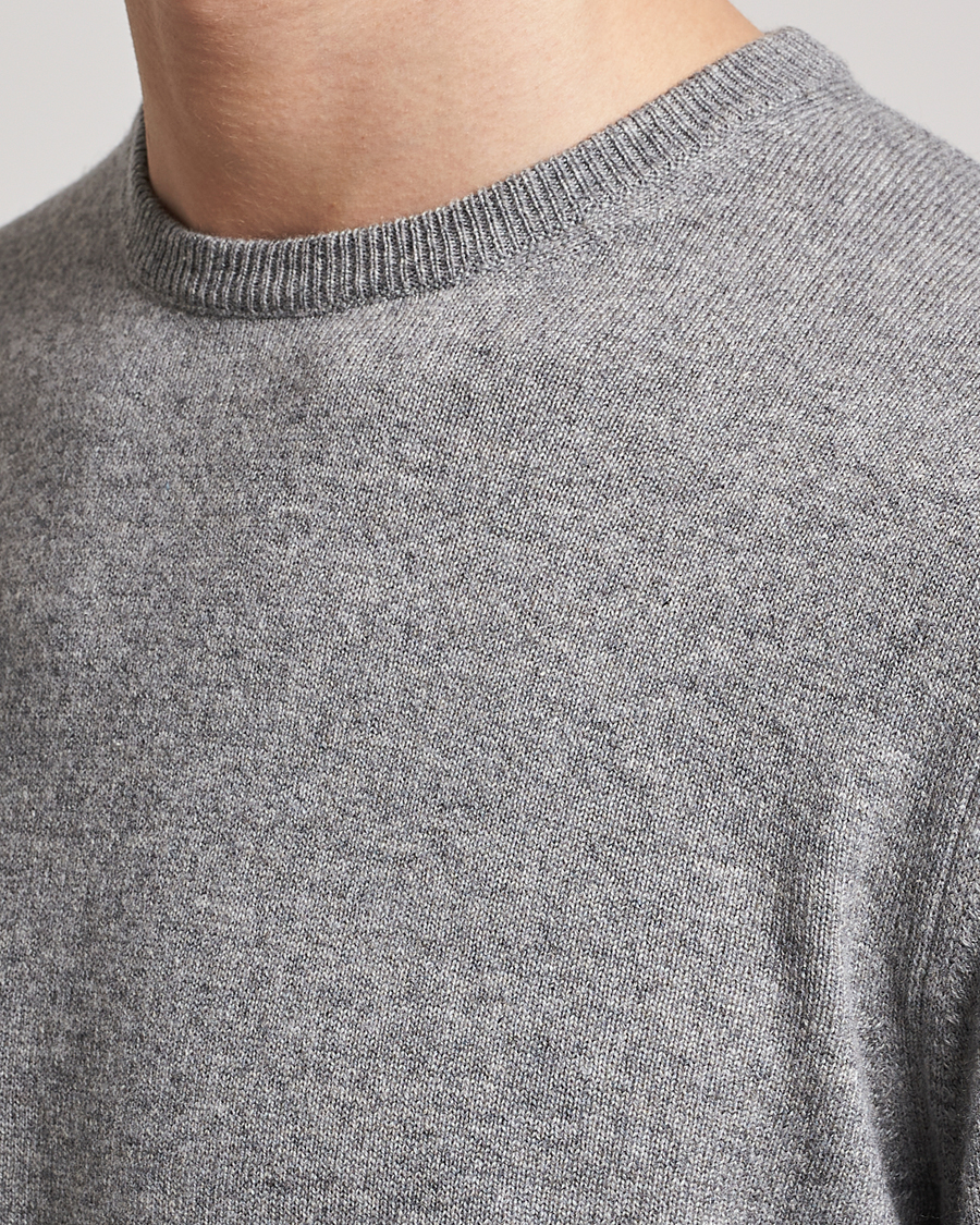 Herr | Tröjor | Piacenza Cashmere | Cashmere Crew Neck Sweater Light Grey