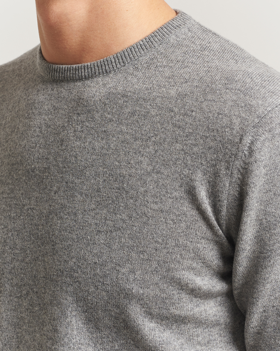 Herr | Tröjor | Piacenza Cashmere | Cashmere Crew Neck Sweater Light Grey