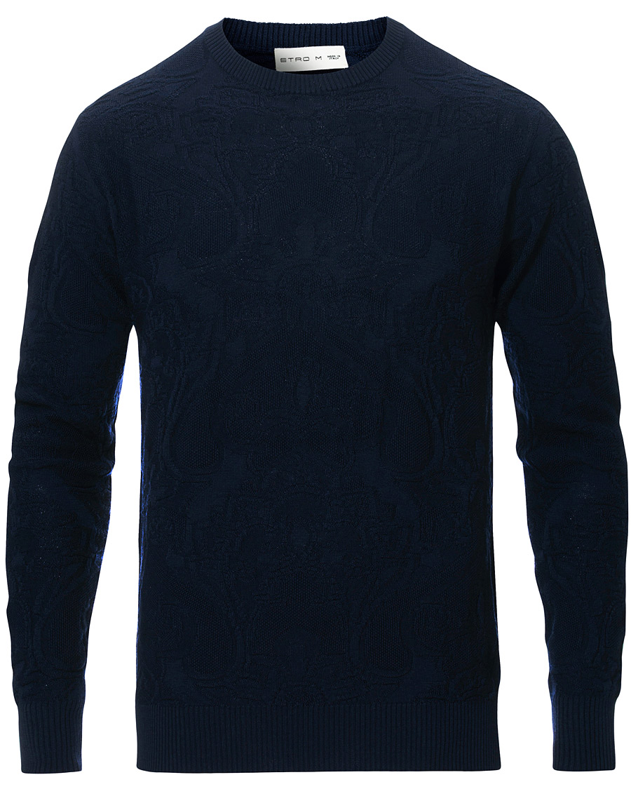 Herr | Tröjor | Etro | Tonal Embroidery Knitted Sweater Dark Blue