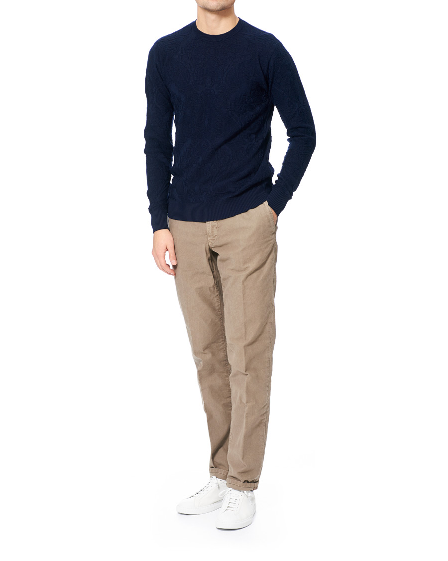 Herr | Tröjor | Etro | Tonal Embroidery Knitted Sweater Dark Blue