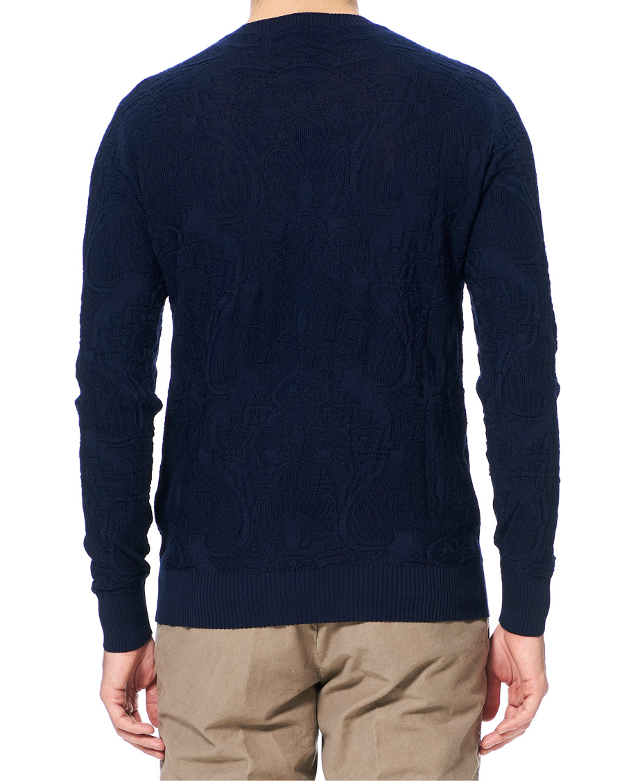 Herr | Tröjor | Etro | Tonal Embroidery Knitted Sweater Dark Blue