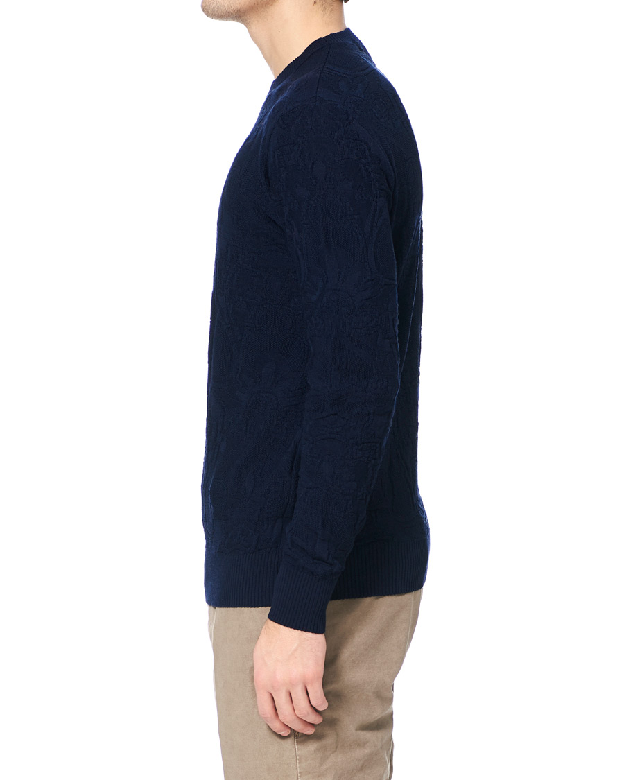 Herr | Tröjor | Etro | Tonal Embroidery Knitted Sweater Dark Blue