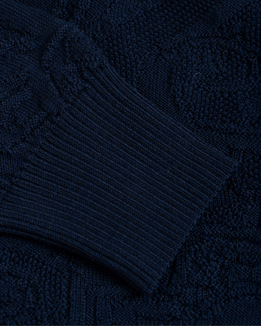 Herr | Tröjor | Etro | Tonal Embroidery Knitted Sweater Dark Blue