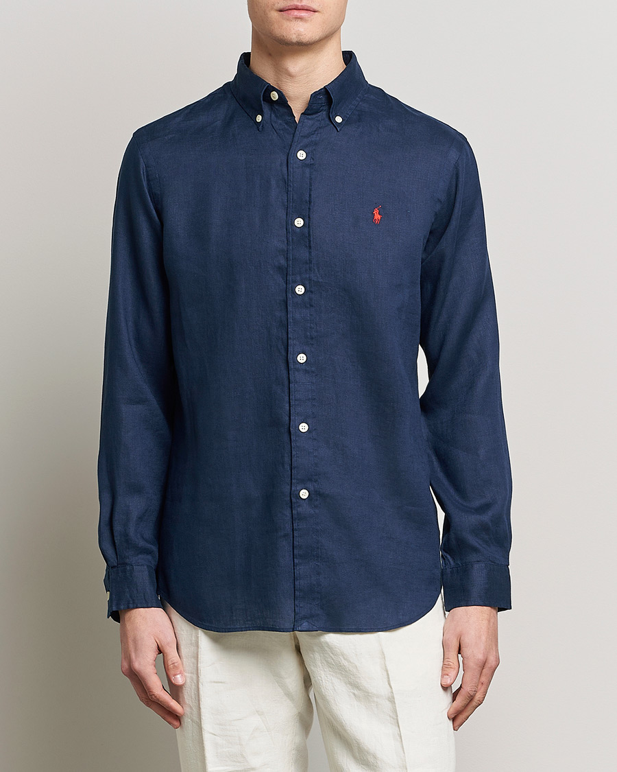 Herr | Summer | Polo Ralph Lauren | Custom Fit Linen Button Down Newport Navy