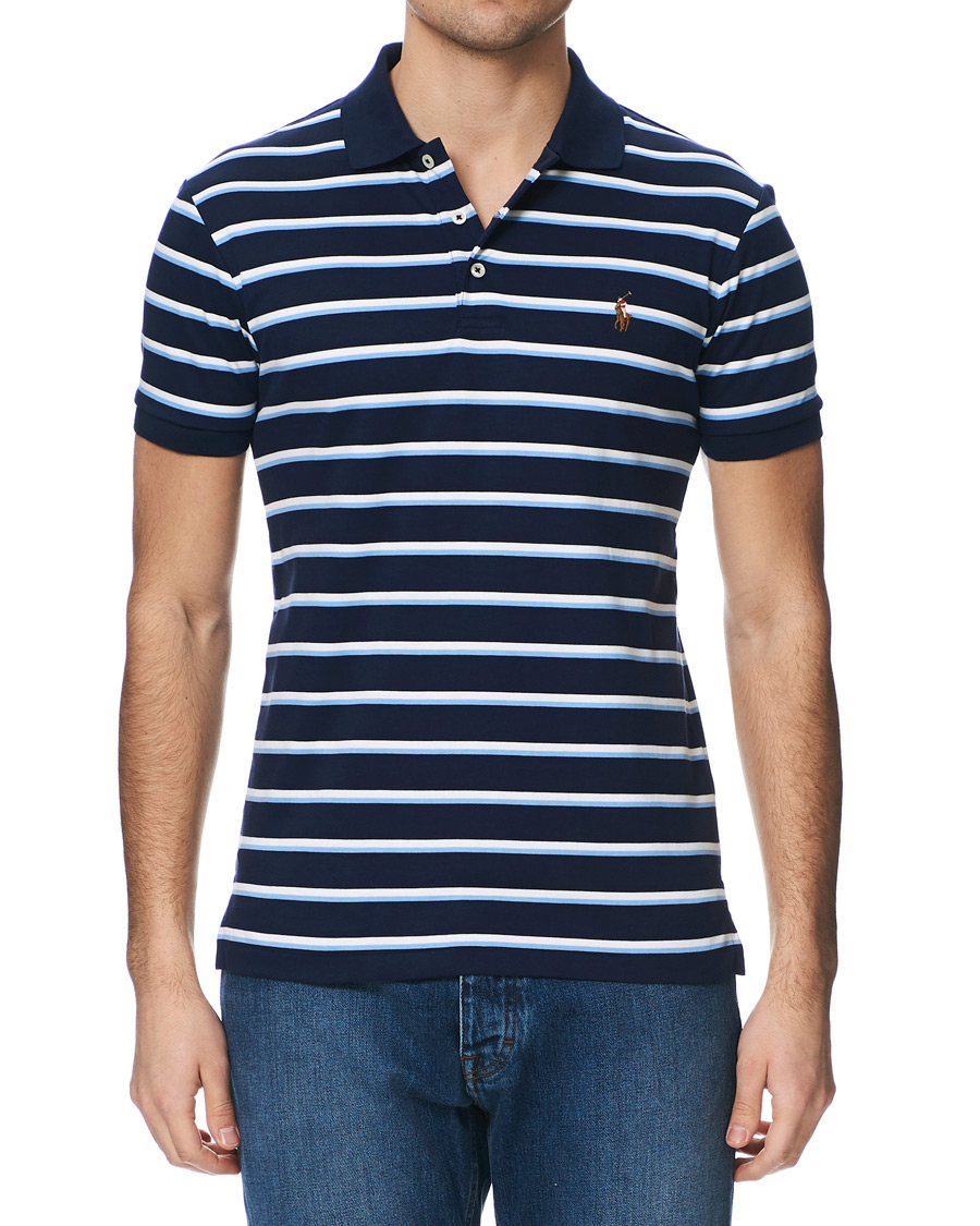 Herr | Pikéer | Polo Ralph Lauren | Slim Fit Luxury Pima Cotton Stripe Polo Navy