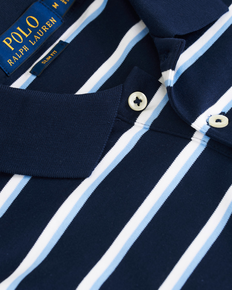 Herr | Pikéer | Polo Ralph Lauren | Slim Fit Luxury Pima Cotton Stripe Polo Navy