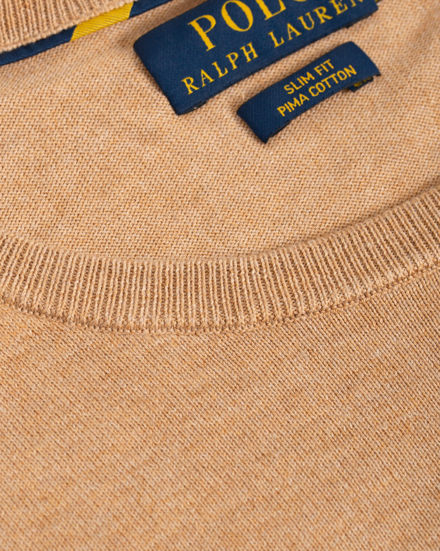 Herr | Tröjor | Polo Ralph Lauren | Pima Cotton Crew Neck Pullover Camel Melange