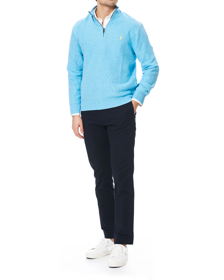Herr | Tröjor | Polo Ralph Lauren | Texture Half Zip Light Blue Heather