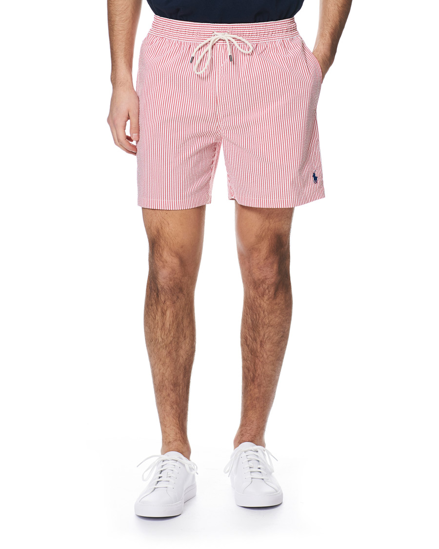 Herr | Badbyxor | Polo Ralph Lauren | Seersucker Stripe Swimshorts Red/White