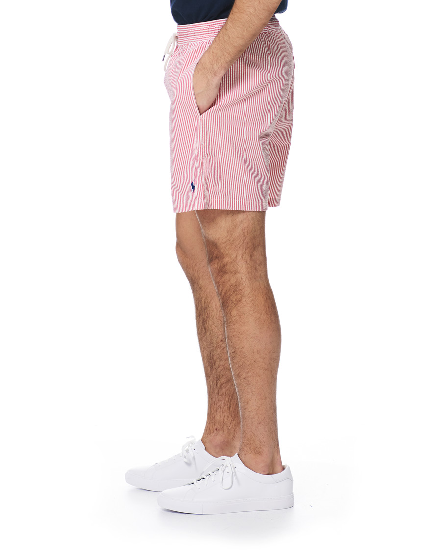 Herr | Badbyxor | Polo Ralph Lauren | Seersucker Stripe Swimshorts Red/White