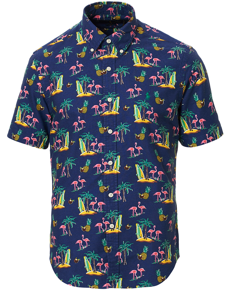 Herr | Skjortor | Polo Ralph Lauren | Slim Fit Printed Short Sleeve Shirt Coconut Flamingo