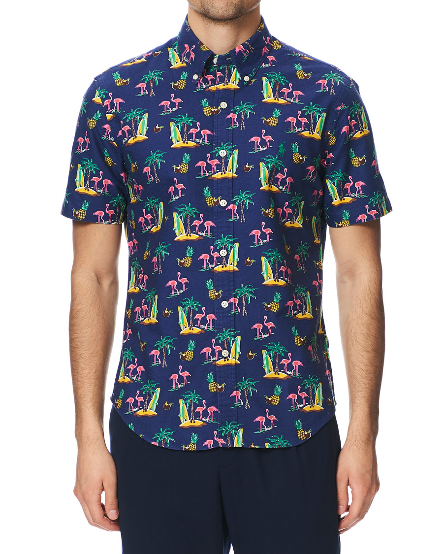 Herr | Skjortor | Polo Ralph Lauren | Slim Fit Printed Short Sleeve Shirt Coconut Flamingo