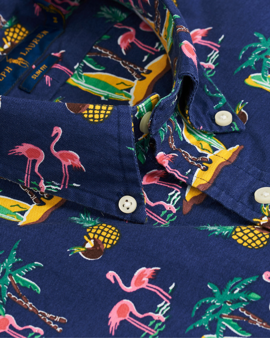 Herr | Skjortor | Polo Ralph Lauren | Slim Fit Printed Short Sleeve Shirt Coconut Flamingo