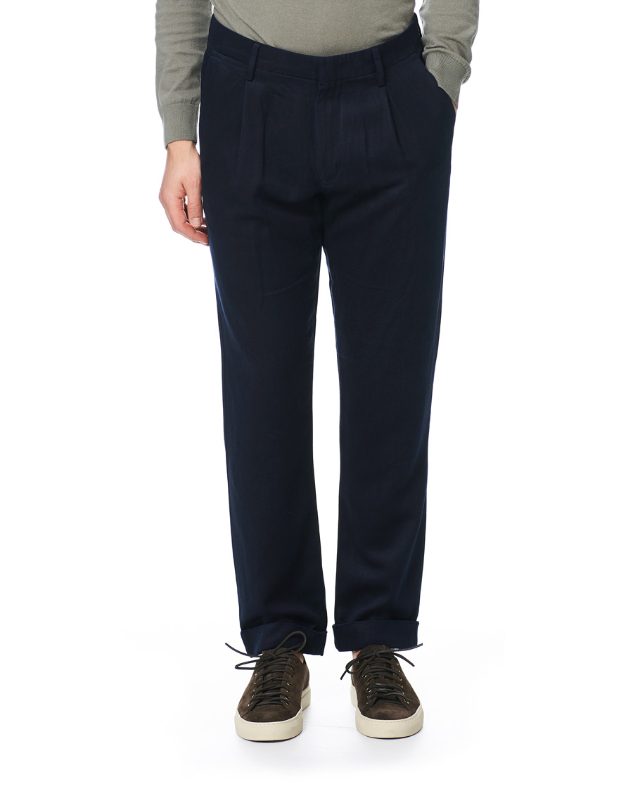 Herr | Byxor | NN07 | Codo Pleated Turn Up Trousers Navy