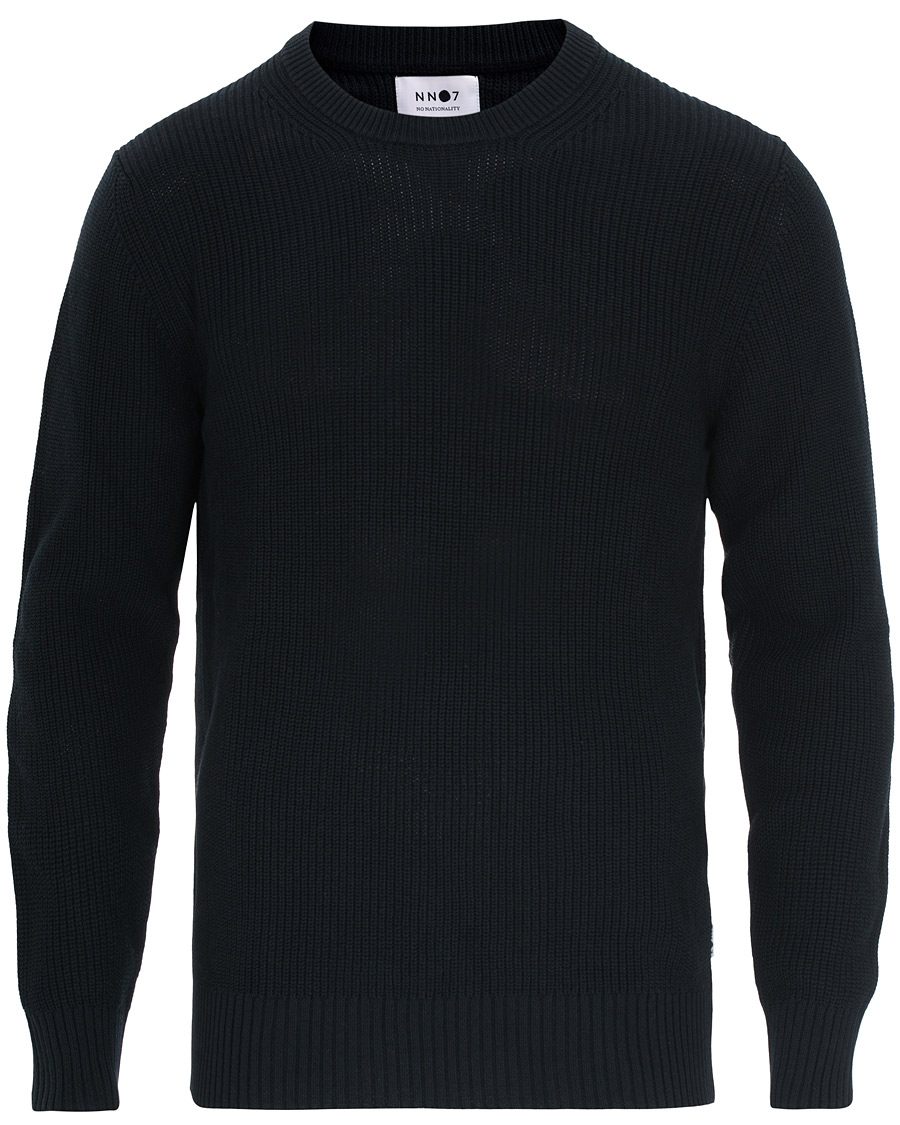 Herr | Tröjor | NN07 | Knut Cotton Ribbed Crew Neck Navy