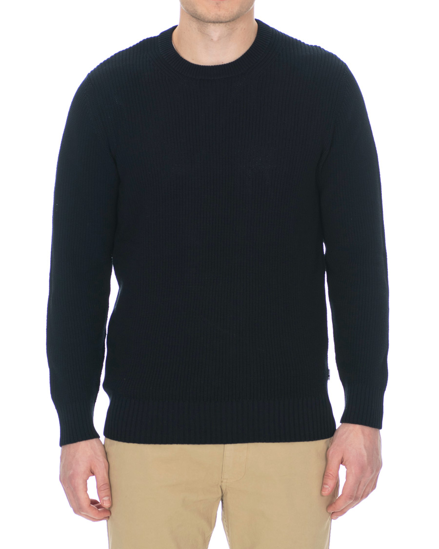 Herr | Tröjor | NN07 | Knut Cotton Ribbed Crew Neck Navy