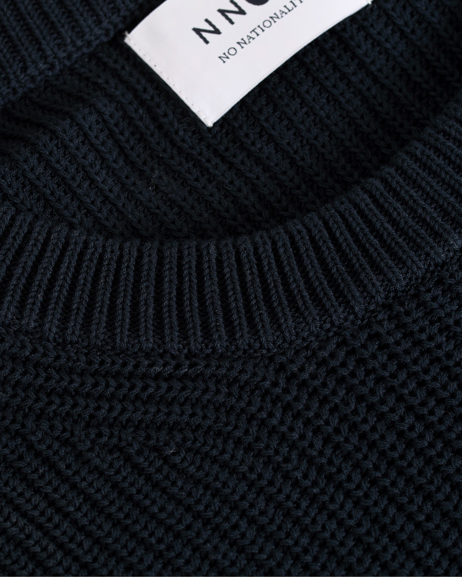 Herr | Tröjor | NN07 | Knut Cotton Ribbed Crew Neck Navy