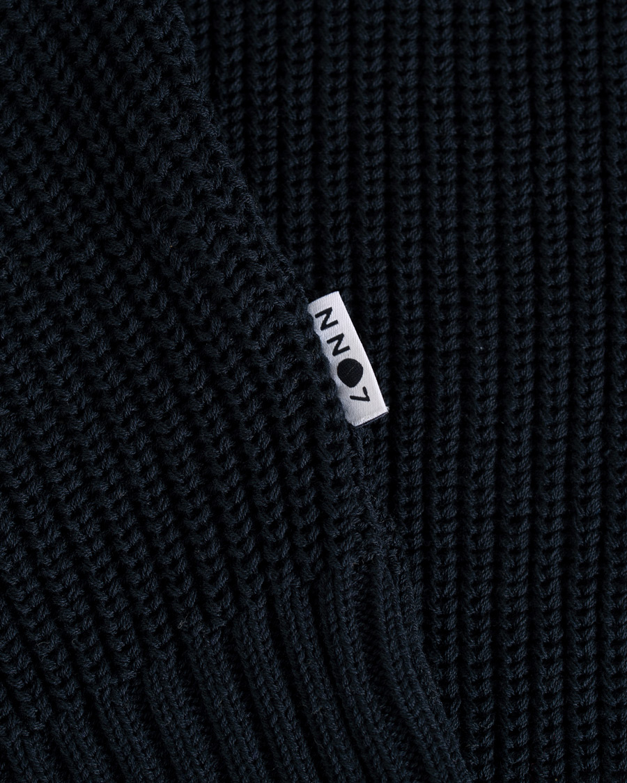 Herr | Tröjor | NN07 | Knut Cotton Ribbed Crew Neck Navy