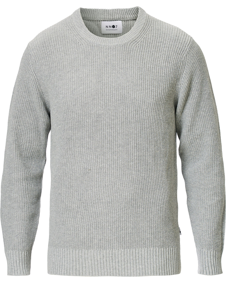 Herr | Tröjor | NN07 | Knut Cotton Ribbed Crew Neck Medium Grey