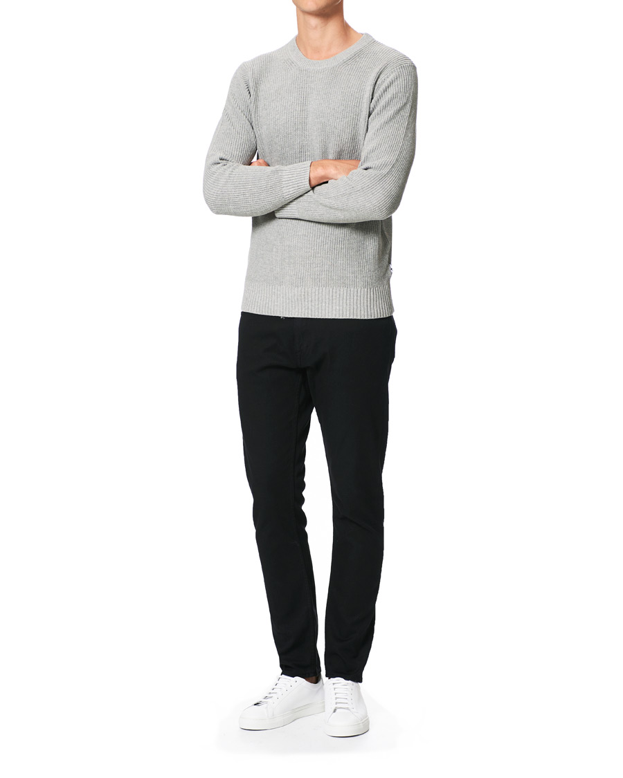 Herr | Tröjor | NN07 | Knut Cotton Ribbed Crew Neck Medium Grey
