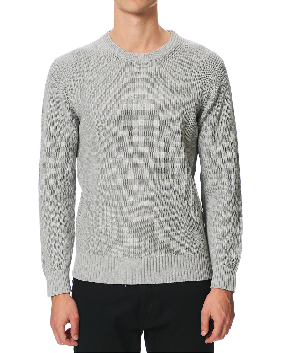 Herr | Tröjor | NN07 | Knut Cotton Ribbed Crew Neck Medium Grey