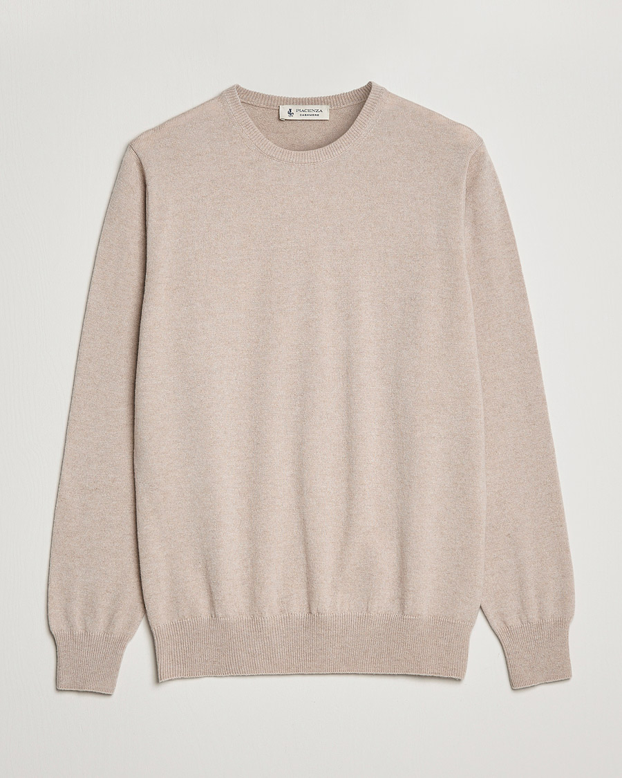 Herr | Tröjor | Piacenza Cashmere | Cashmere Crew Neck Sweater Beige