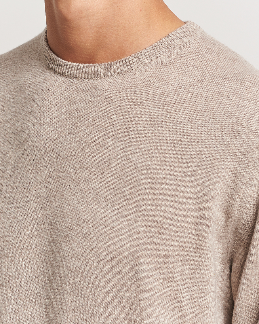 Herr | Tröjor | Piacenza Cashmere | Cashmere Crew Neck Sweater Beige