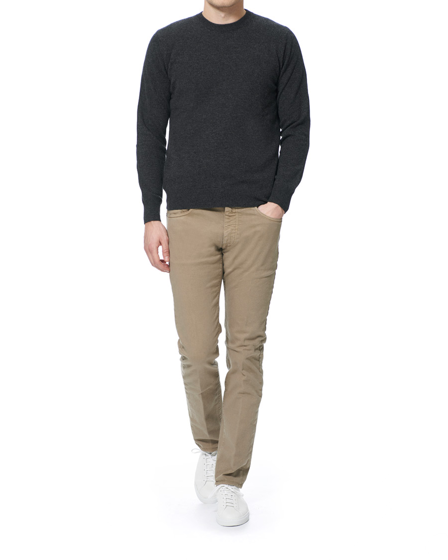 Herr | Tröjor | Piacenza Cashmere | Cashmere Crew Neck Sweater Charcoal