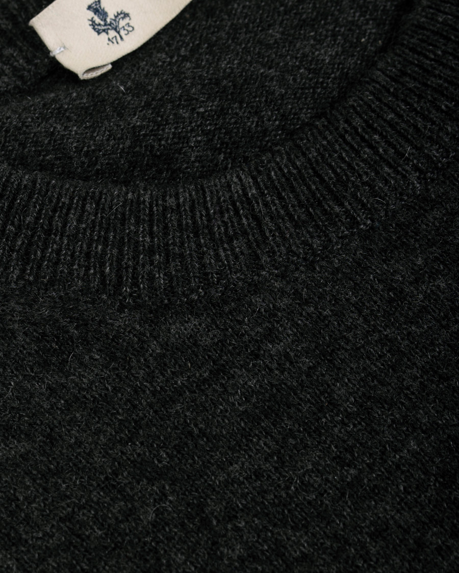 Herr | Tröjor | Piacenza Cashmere | Cashmere Crew Neck Sweater Charcoal