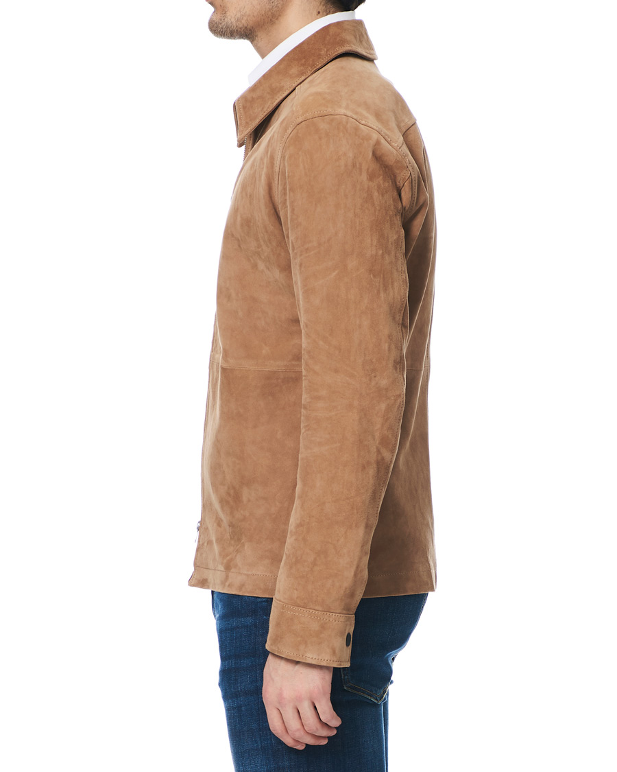 Herr | Jackor | J.Lindeberg | Jonah Zip Suede Jacket Flat Brown