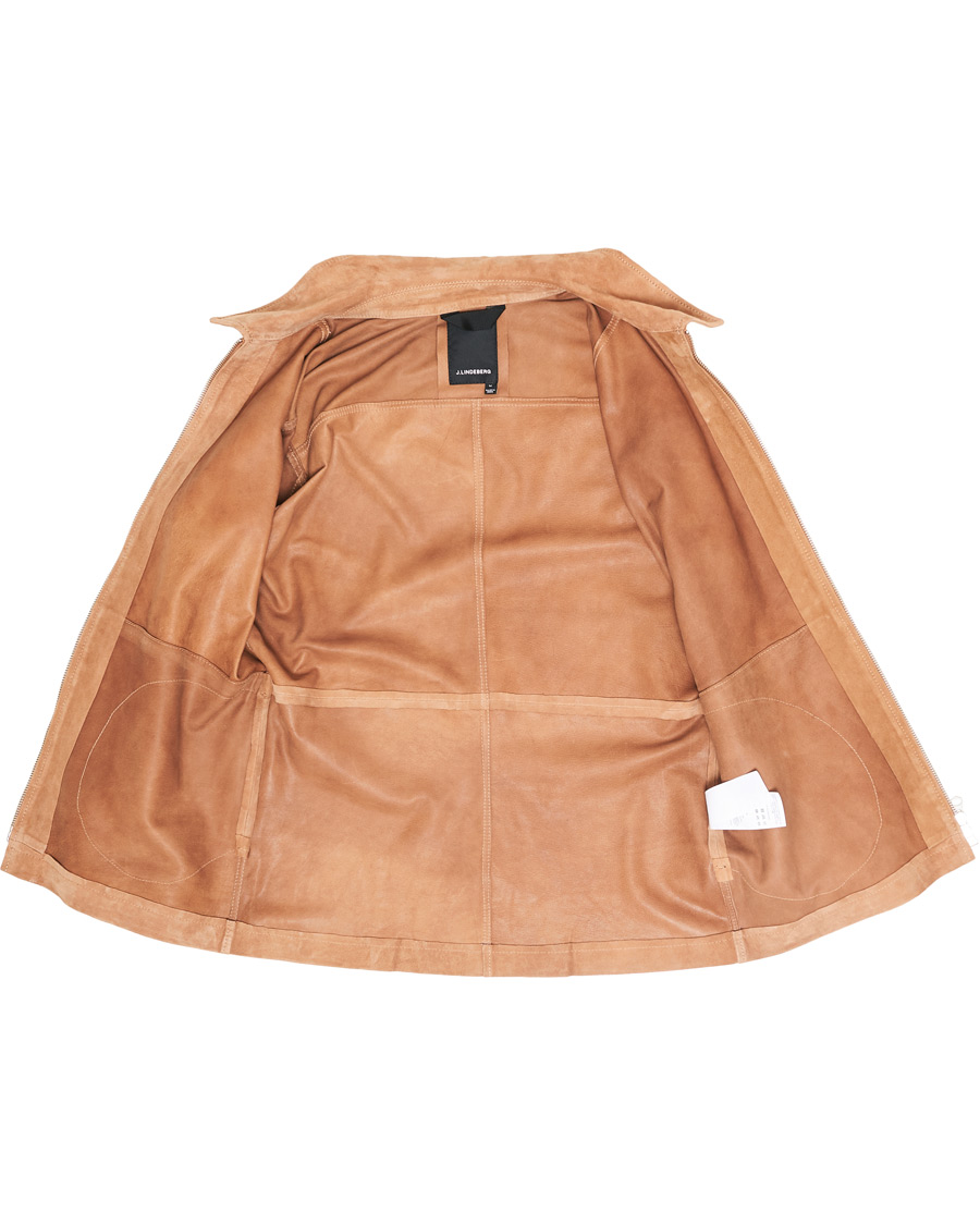 Herr | Jackor | J.Lindeberg | Jonah Zip Suede Jacket Flat Brown
