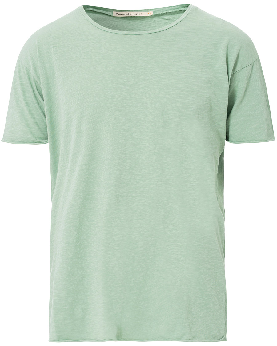 Herr | T-Shirts | Nudie Jeans | Roger Slub Crew Neck Tee Pale Green