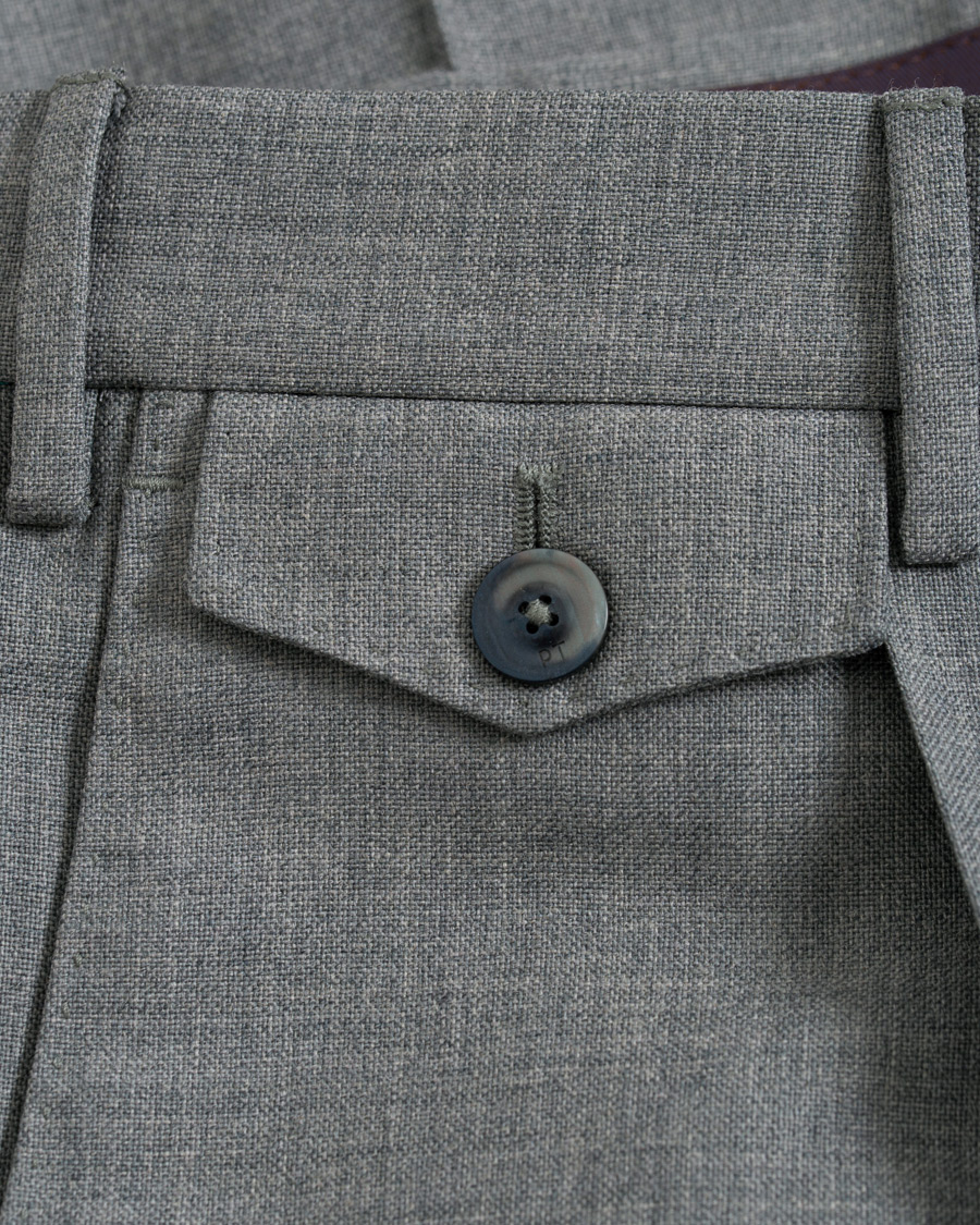 Herr | Byxor | PT01 | Gentleman Fit Pleated Wool Trousers Light Grey