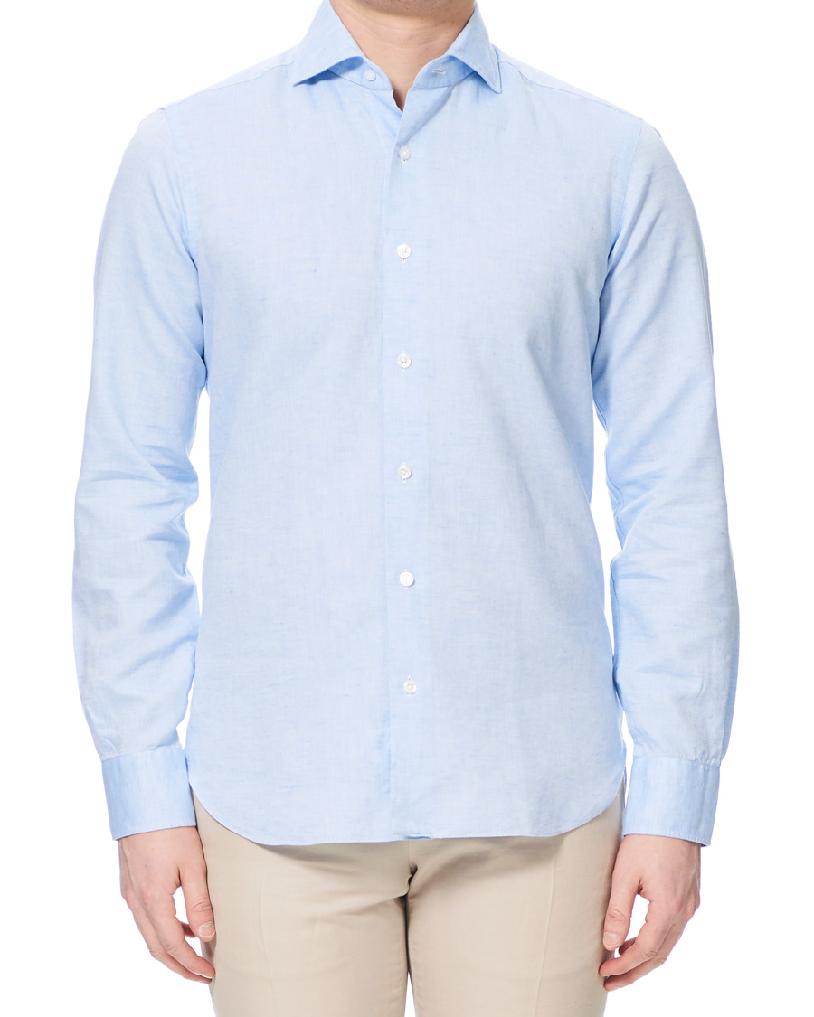Herr | Skjortor | Barba Napoli | Dandylife Slim Fit Cotton/Linen Shirt Blue