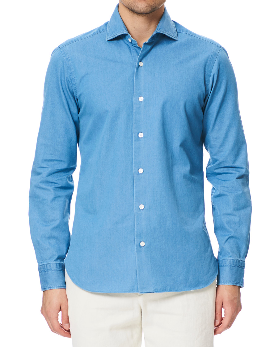 Herr | Skjortor | Barba Napoli | Dandylife Slim Fit Denim Shirt Indigo
