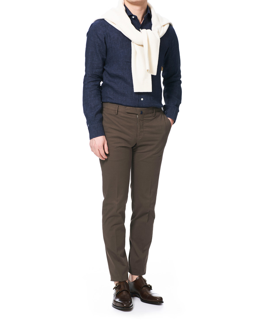 Herr | Skjortor | Barba Napoli | Culto Slim Fit Linen Shirt Navy