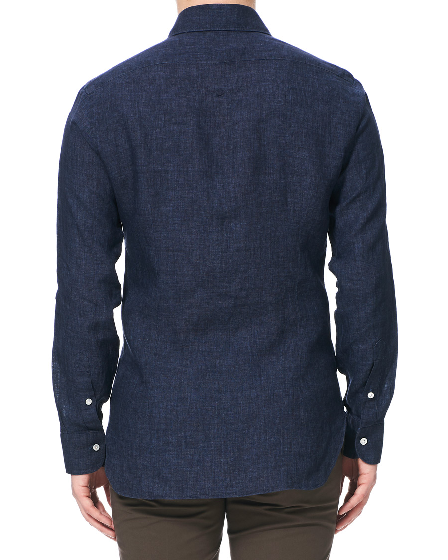 Herr | Skjortor | Barba Napoli | Culto Slim Fit Linen Shirt Navy