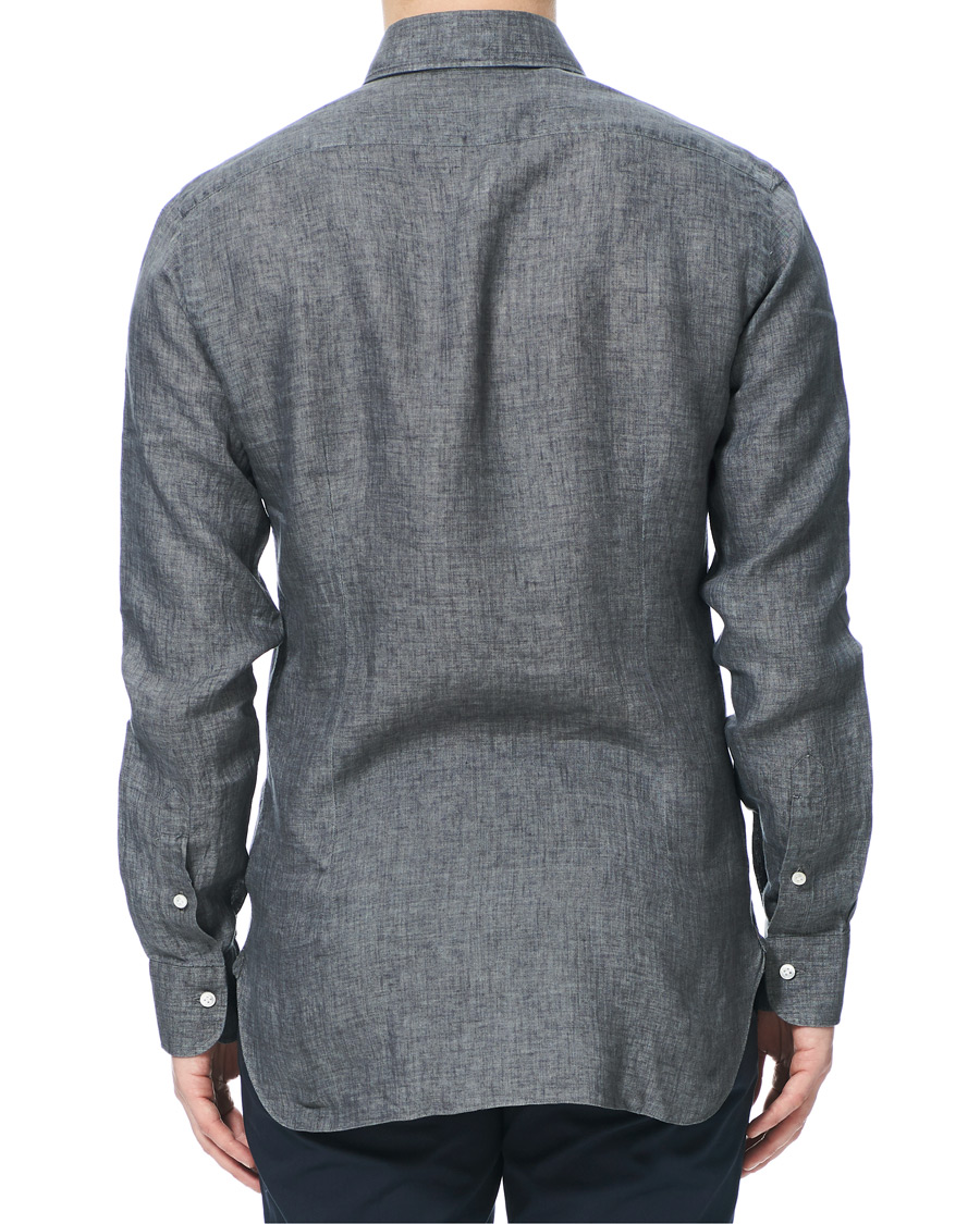 Herr | Skjortor | Barba Napoli | Culto Slim Fit Linen Shirt Dark Grey