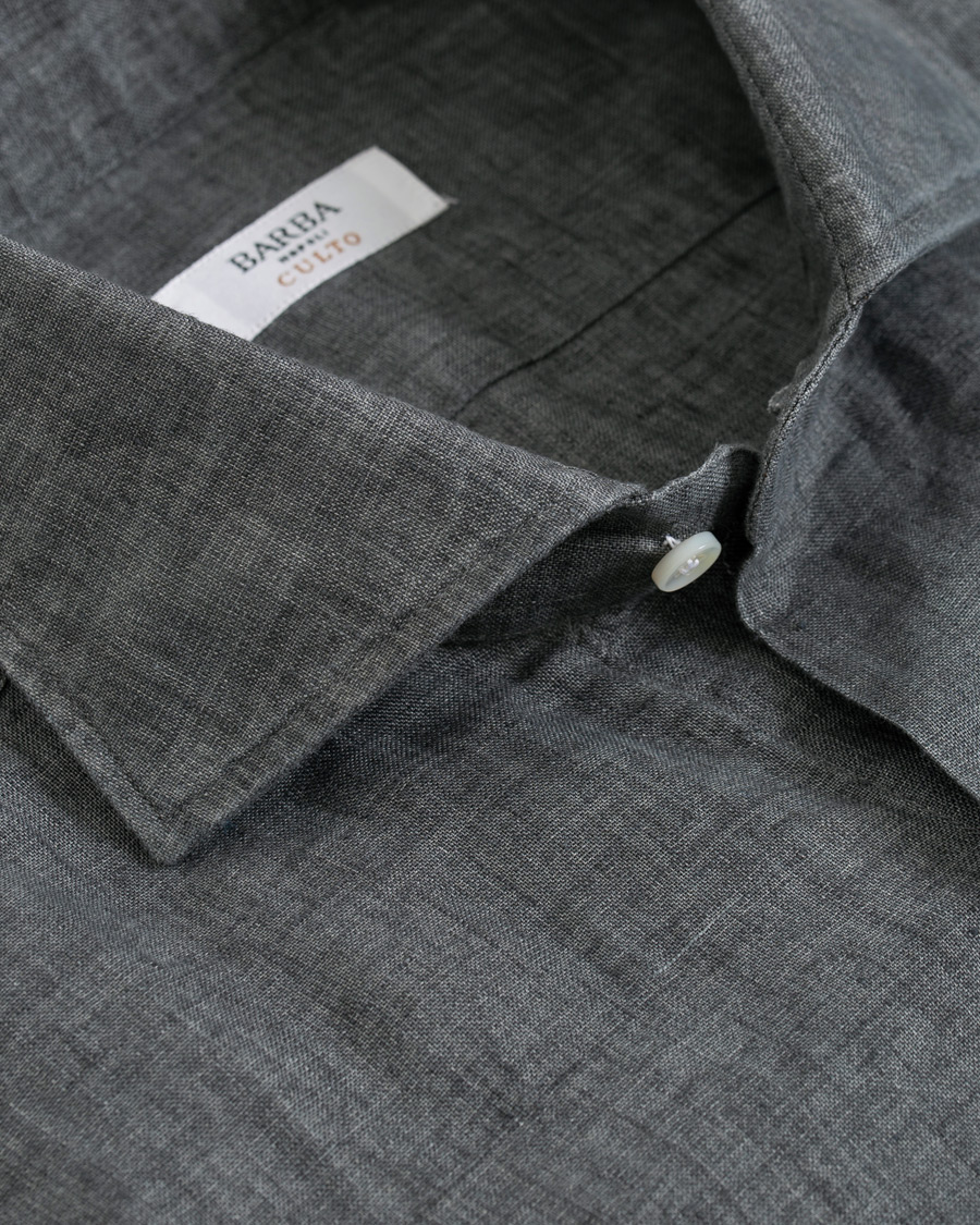 Herr | Skjortor | Barba Napoli | Culto Slim Fit Linen Shirt Dark Grey