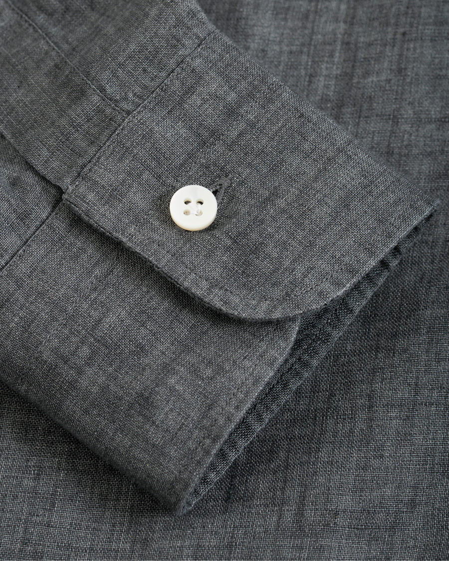 Herr | Skjortor | Barba Napoli | Culto Slim Fit Linen Shirt Dark Grey